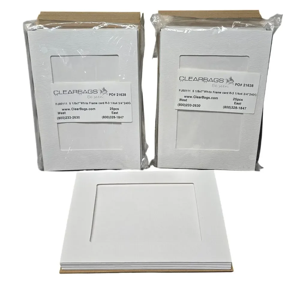 White Frame Card Cardstock Double Paper Adhesive Seal 5 1/8